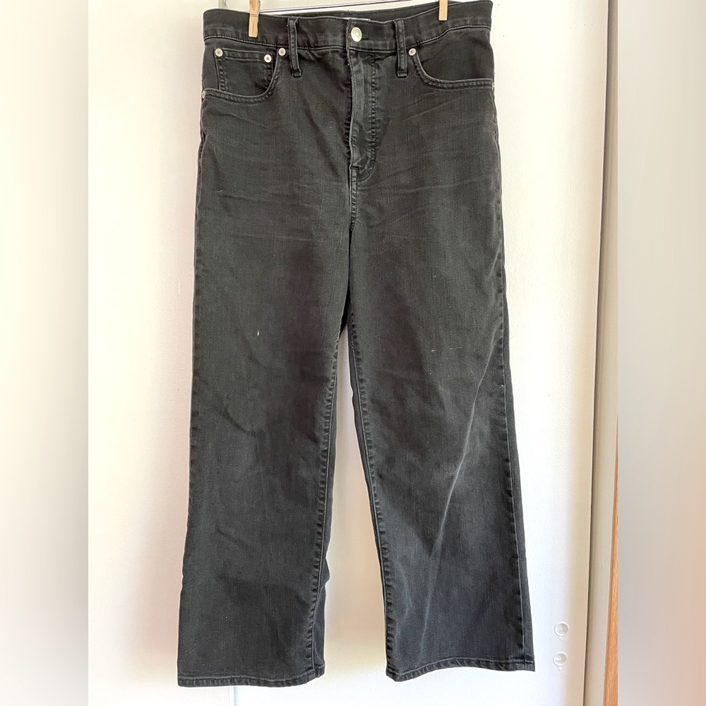 Madewell Slim Wide Leg Cropped Jean Black 30